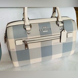 Coach Outlet Rowan Satchel buffalo plaid print hand bag crossbody bag